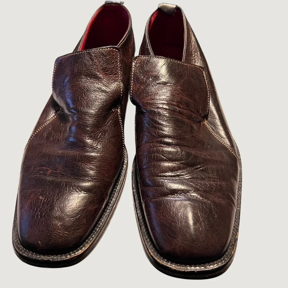 Gordon Rush Loafers Mens 10.5 Brown Leather Italy Square Toe Slip On‎ Dress Shoe